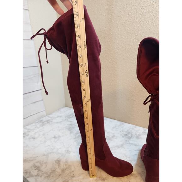 Just Fabulous Adina Women's Burgundy Over The Knee Heeled Boot Size‎ 6.5 - Picture 6 of 10